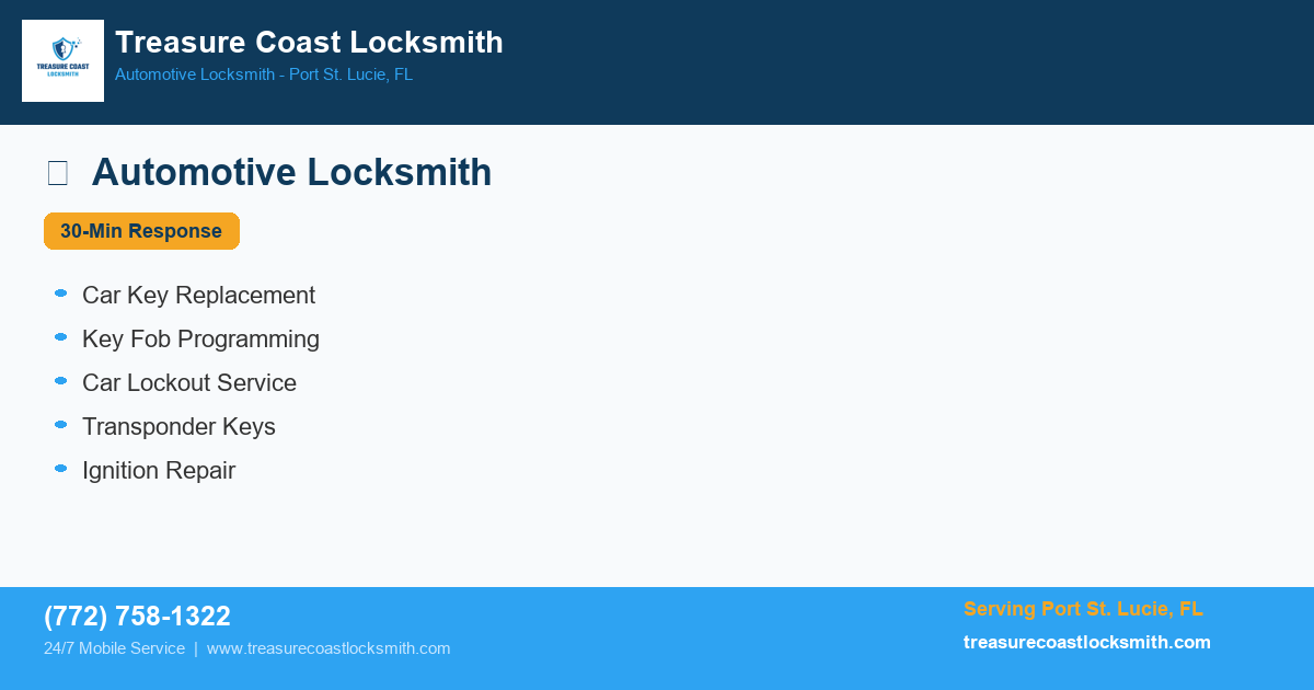 Port St Lucie Locksmith Response Time infographic - Port St. Lucie FL